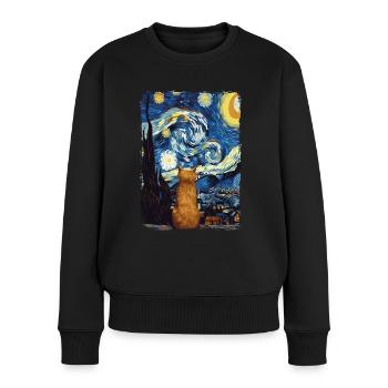 Cat Starry Night - Women's Premium Organic Jumper - black - Front - Julia (174cm)