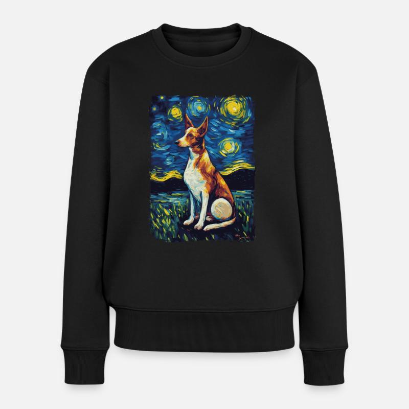 Podenco Starry Night - Frauen Premium Bio Pullover - Schwarz