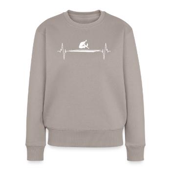 Herzschlag Weitsprung Leidenschaft - Frauen Premium Bio Pullover - Taupe - Vorne - Julia (174cm)