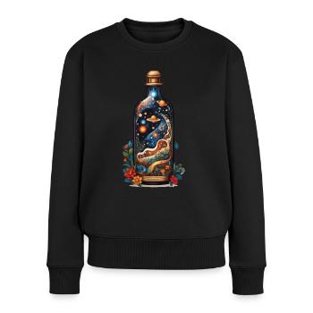 Magischer Blumen Weltraum Boho Streetwear Design - Frauen Premium Bio Pullover - Schwarz - Vorne - Julia (174cm)