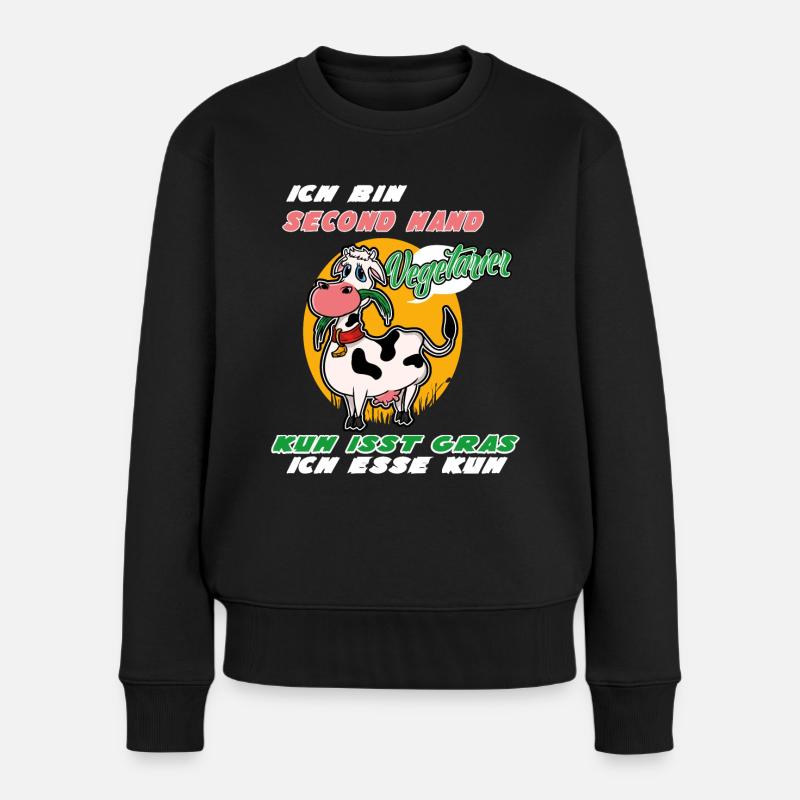 Je suis une vache végétarienne d’occasion qui mange de l’herbe - Pull Premium bio Femme - noir