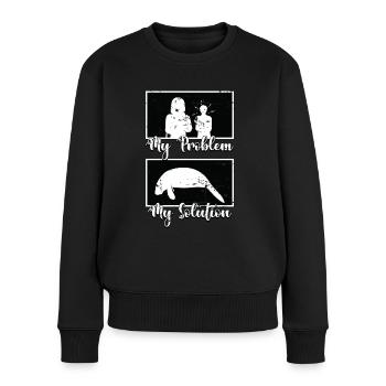Dugong Lover Mon Problème Mon Pictogramme Maman Lamantin - Pull Premium bio Femme - noir - Devant - Julia (174cm)