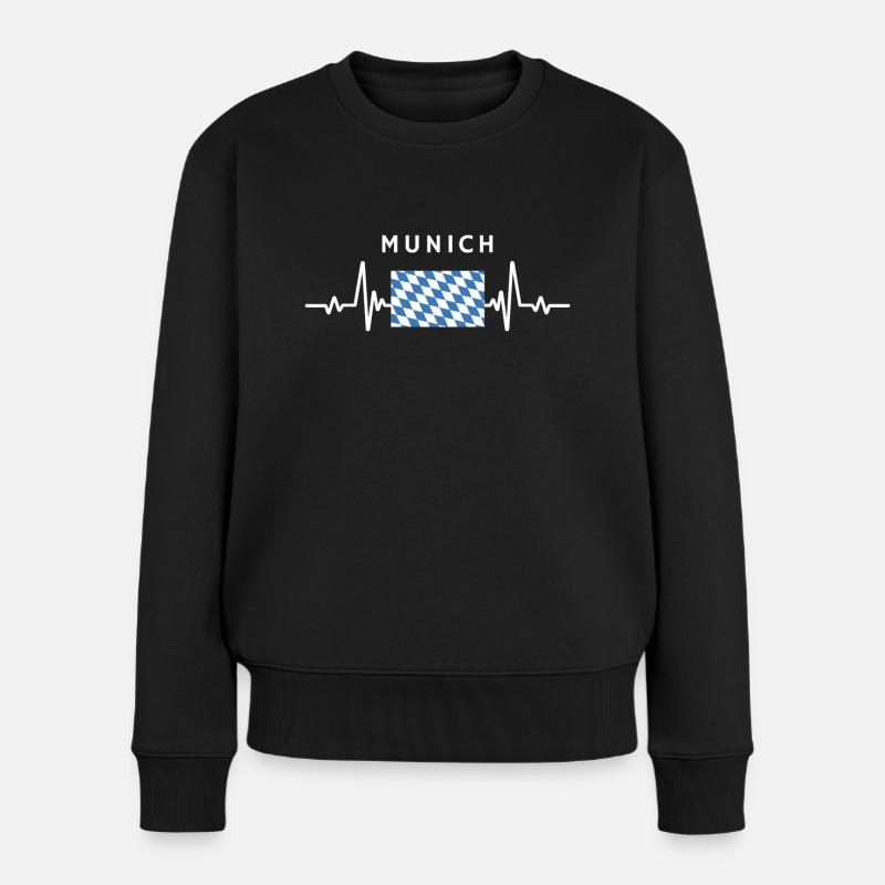 München Herzschlag - Frauen Premium Bio Pullover - Schwarz
