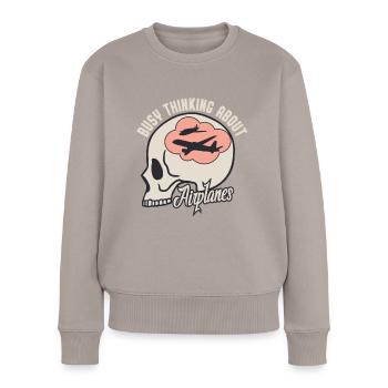 Flugzeugliebhaber Flugzeuge Luftfahrt Geek - Frauen Premium Bio Pullover - Taupe - Vorne - Julia (174cm)