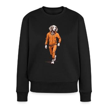 Braque de Weimar Jogging Motif - Pull Premium bio Femme - noir - Devant - Julia (174cm)