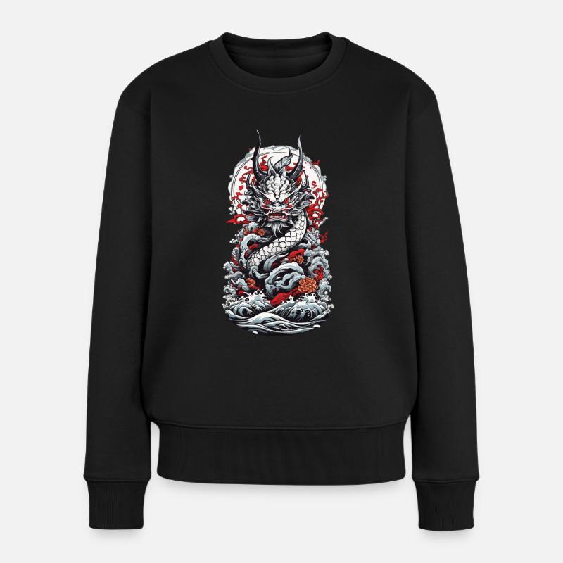 Seeungeheuer Aesthetic Yokai Japanischer Oni - Frauen Premium Bio Pullover - Schwarz