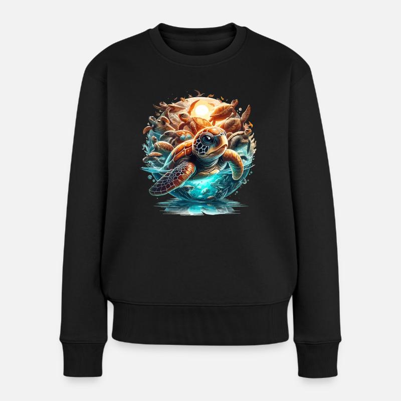 Schildkröten Welt Wunder Schildkröte Geschenk - Frauen Premium Bio Pullover - Schwarz