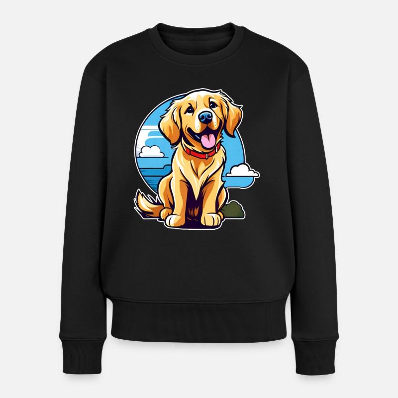 Niedlicher Golden Retriever Hund - Frauen Premium Bio Pullover - Schwarz