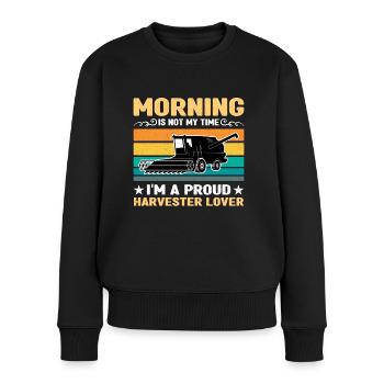Harvester Lover Morning Is Not My Time Field Work - Women's Premium Organic Jumper - black - Front - Julia (174cm)