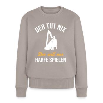 Le son inoffensif de la harpe inspire les musiciens - Pull Premium bio Femme - taupe - Devant - Julia (174cm)