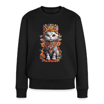 Art mexicain mignon chat chat dame - Pull Premium bio Femme - noir - Devant - Julia (174cm)