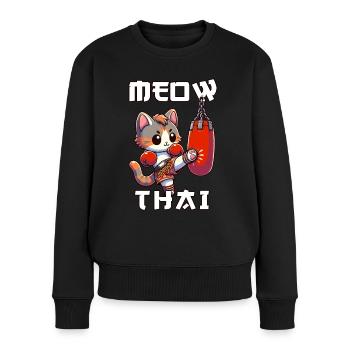 Muay Thai Boxing, Thai Boxing Kickboxing Meow Thai - Women's Premium Organic Jumper - black - Front - Julia (174cm)