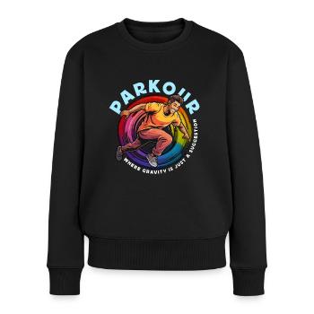 Parkour : Là où la gravité est le freerunning Amateur de parkour - Pull Premium bio Femme - noir - Devant - Julia (174cm)
