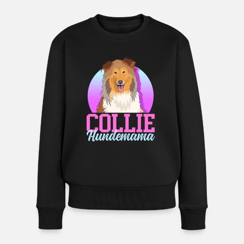 Collie chien maman cheveux longs Collie chiens cadeau - Pull Premium bio Femme - noir