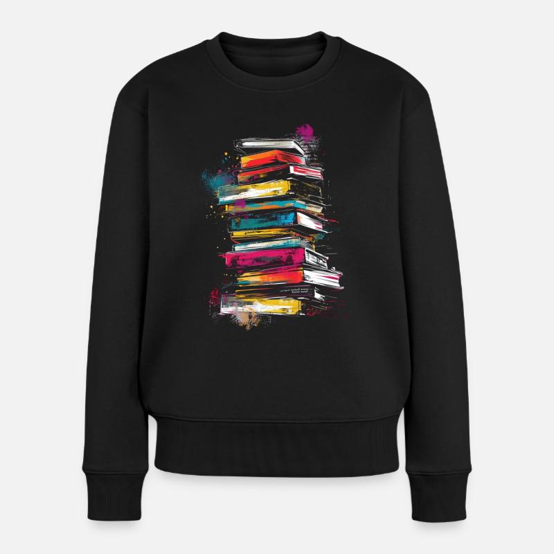 Buch Malerei Kunst Illustration Grafik Kunstwerk B - Frauen Premium Bio Pullover - Schwarz