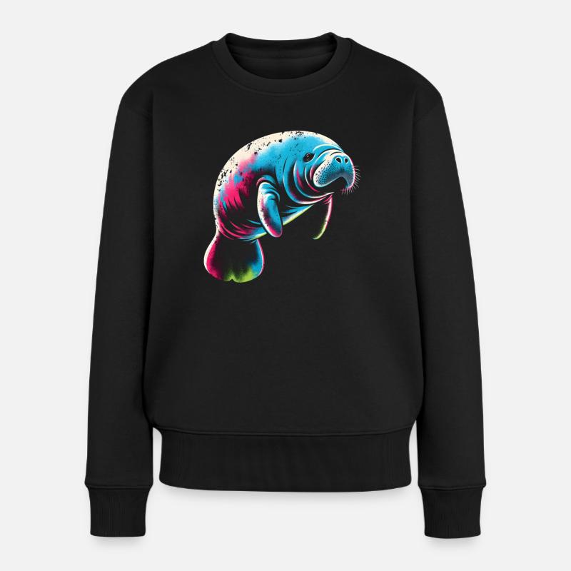 Seekuh Manatee - Frauen Premium Bio Pullover - Schwarz