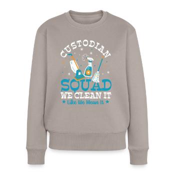 Custodian Housekeeping School Custodian - Women's Premium Organic Jumper - taupe - Front - Julia (174cm)