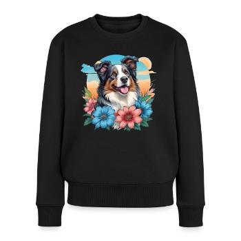 Australian Shepherd - Frauen Premium Bio Pullover - Schwarz - Vorne - Julia (174cm)