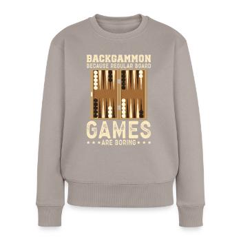 Backgammon Spieler Backgammon Brettspiel Geschenk - Frauen Premium Bio Pullover - Taupe - Vorne - Julia (174cm)