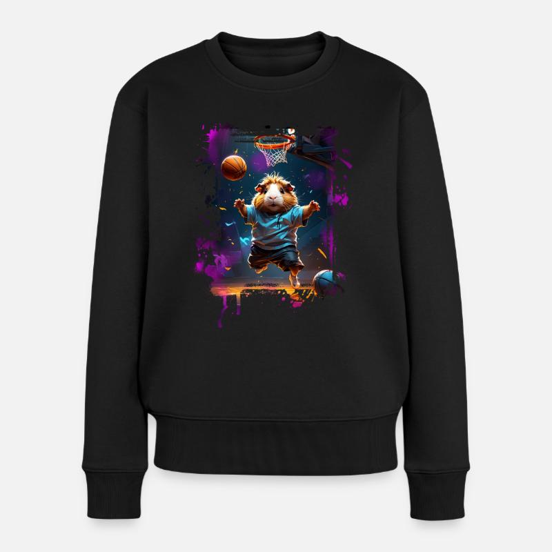 Basketball Meerschweinchen - Frauen Premium Bio Pullover - Schwarz