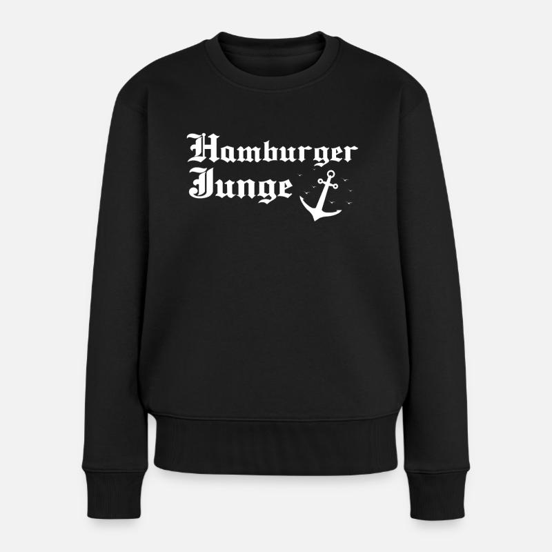 Hamburg Hansestadt Norddeutsch Plattdeutsch - Frauen Premium Bio Pullover - Schwarz