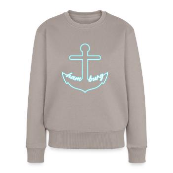 Hamburg Tshirt Geschenk Moin Hamburch Fußball - Frauen Premium Bio Pullover - Taupe - Vorne - Julia (174cm)