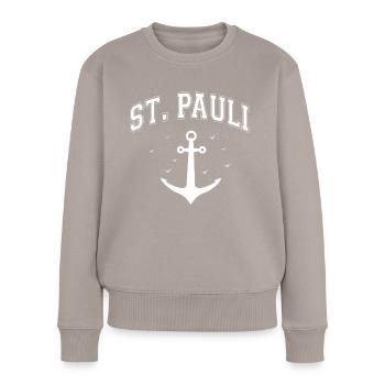 Hamburg Tshirt Geschenk Moin Hamburch Fußball - Frauen Premium Bio Pullover - Taupe - Vorne - Julia (174cm)