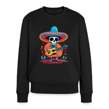 Mexican mariachi skeleton guitarist - Women's Premium Organic Jumper - black - Front - Julia (174cm)