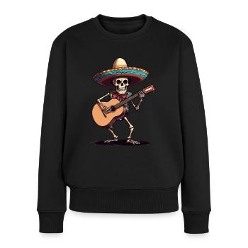 Mexican mariachi skeleton guitarist - Women's Premium Organic Jumper - black - Front - Julia (174cm)