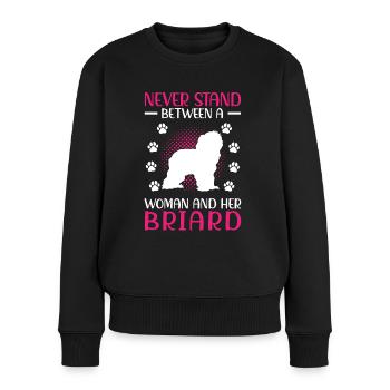Briard Berger de Brie Frau und ihr Briard - Frauen Premium Bio Pullover - Schwarz - Vorne - Julia (174cm)