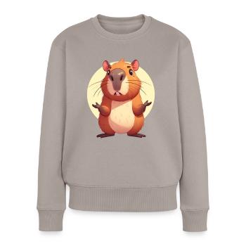Verwirrte Capybara - Frauen Premium Bio Pullover - Taupe - Vorne - Julia (174cm)
