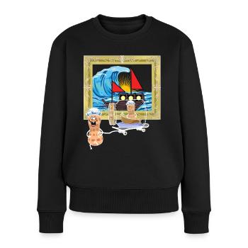 Erdnuss Schiff Seefahrt Seemänner Flaschenpost - Frauen Premium Bio Pullover - Schwarz - Vorne - Julia (174cm)