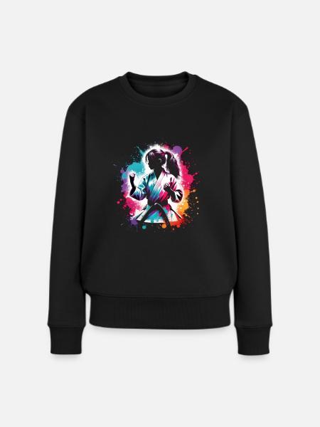 Mädchen, die Karate lieben - Frauen Premium Bio Pullover - Schwarz