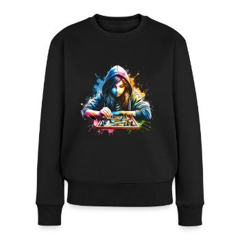 Mädchen, die Schach lieben - Frauen Premium Bio Pullover - Schwarz - Vorne - Julia (174cm)