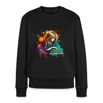 Mädchen, die Schach lieben - Frauen Premium Bio Pullover - Schwarz - Vorne - Julia (174cm)