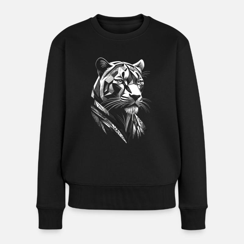 Moderner - Panther - Frauen Premium Bio Pullover - Schwarz
