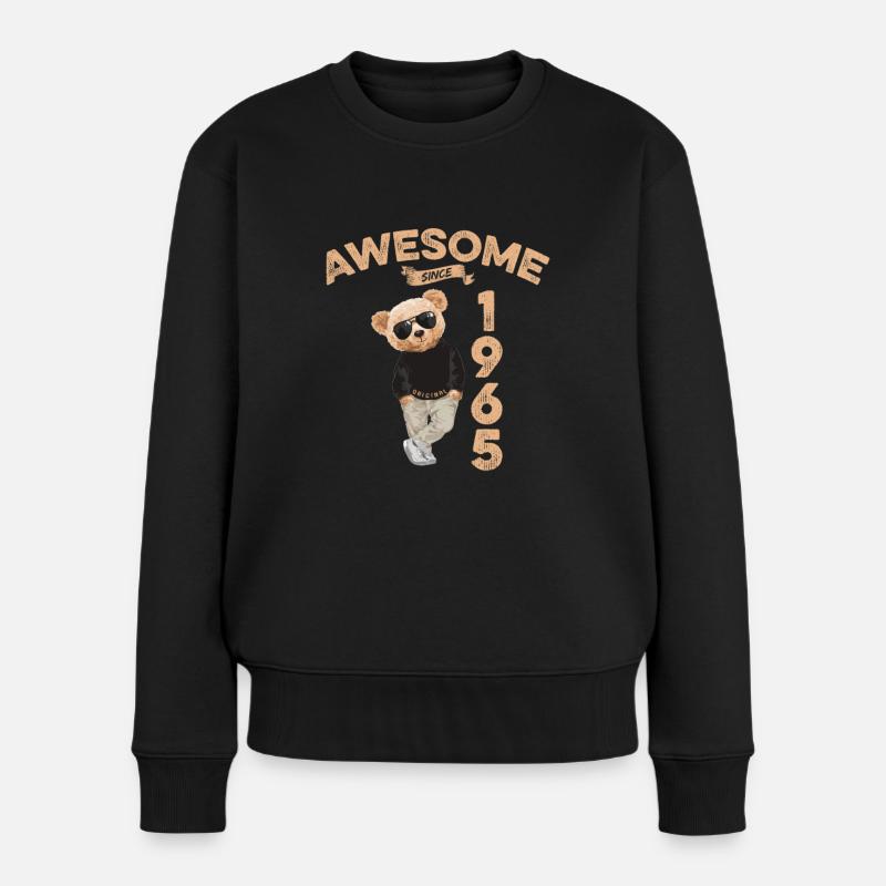 1965 Geburtstag Cool Teddy Bär Awesome since - Frauen Premium Bio Pullover - Schwarz