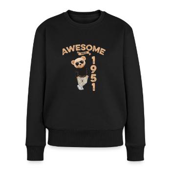 1951 Geburtstag Cool Teddy Bär Awesome since - Frauen Premium Bio Pullover - Schwarz - Vorne - Julia (174cm)