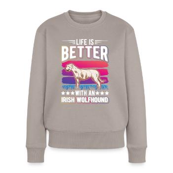 Irischer Wolfshund Irish Wolfhound - Frauen Premium Bio Pullover - Taupe - Vorne - Julia (174cm)