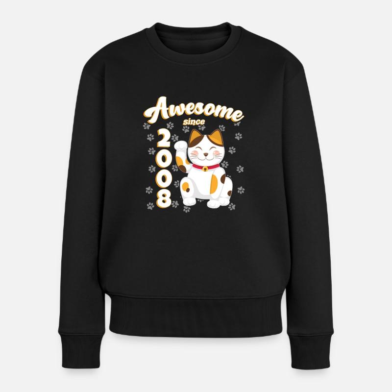 2008 Anniversaire Génial depuis Chat Maneki neko - Pull Premium bio Femme - noir