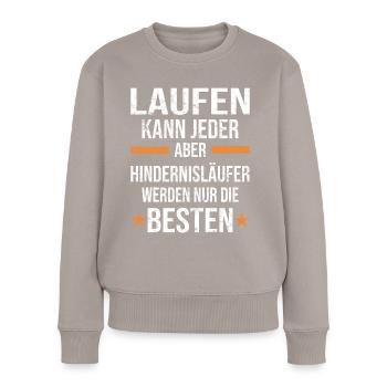 Hindernislauf Leichtathlet Hürdenläufer - Frauen Premium Bio Pullover - Taupe - Vorne - Julia (174cm)