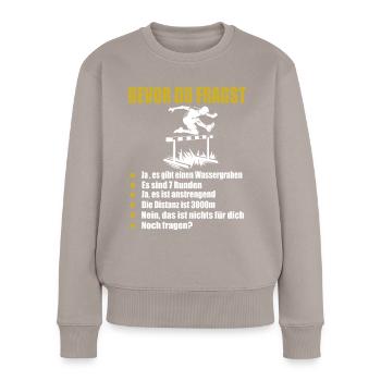 Hindernislauf Leichtathlet Hürdenläufer - Frauen Premium Bio Pullover - Taupe - Vorne - Julia (174cm)
