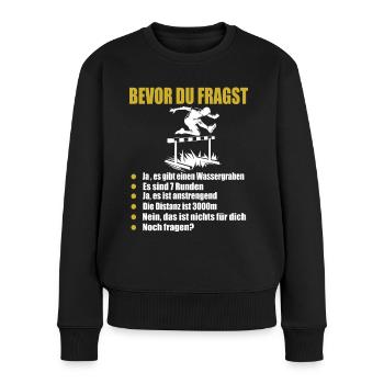 Hindernislauf Leichtathlet Hürdenläufer - Frauen Premium Bio Pullover - Schwarz - Vorne - Julia (174cm)