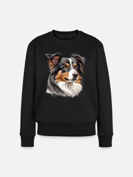 Australian Shepherd Kopf - Frauen Premium Bio Pullover - Schwarz