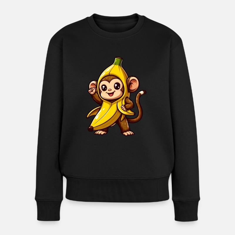 Bananen Affe - Frauen Premium Bio Pullover - Schwarz