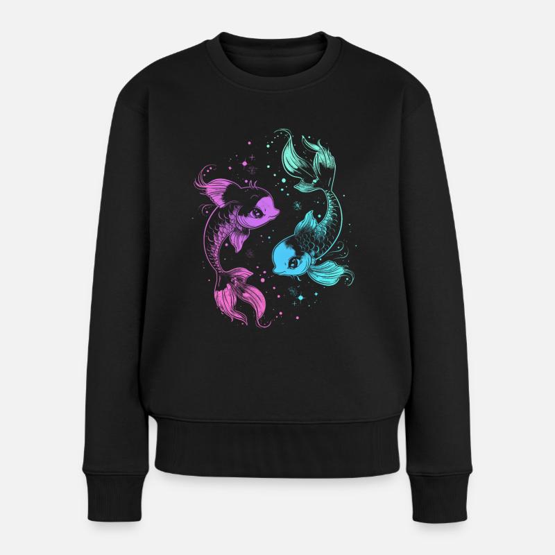 Pisces Sternzeichen Fische Astrologie Symbol - Frauen Premium Bio Pullover - Schwarz