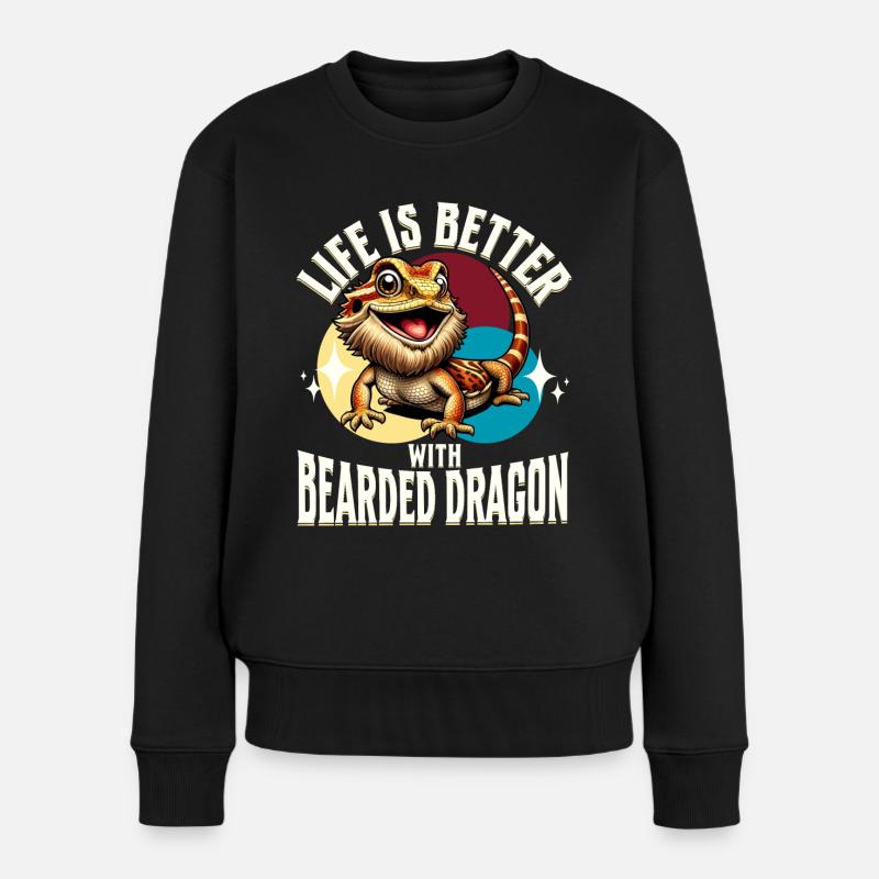 Bartagame Bartagamen Bearded Dragon - Frauen Premium Bio Pullover - Schwarz