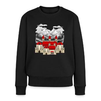 König Könige Märchen Schloss Festung Gurg Ritter - Frauen Premium Bio Pullover - Schwarz - Vorne - Julia (174cm)