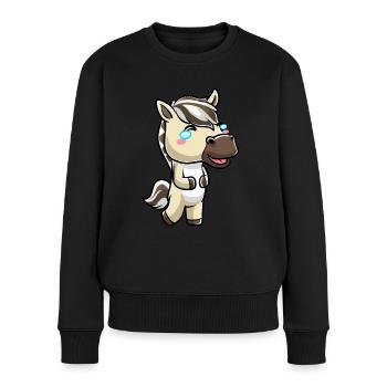 Fjordpferd Kawaii Emoticon - Frauen Premium Bio Pullover - Schwarz - Vorne - Julia (174cm)