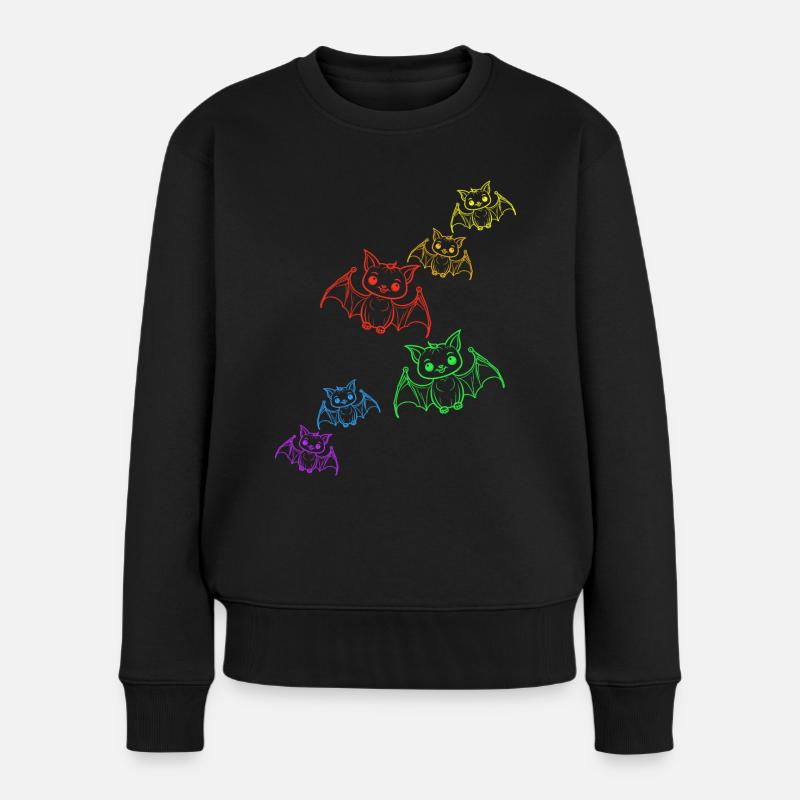 Flerdemäuse Halloween Regenbogen Fledermaus LGBT - Frauen Premium Bio Pullover - Schwarz